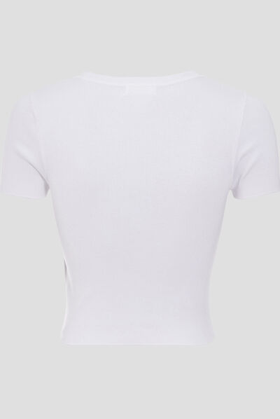 Pull avec manches courtes blanc femme