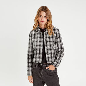 Veste droite boutonnée gris femme