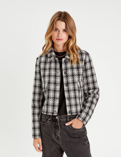 Veste droite boutonnée gris femme