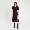 Robe midi ajustée col rond noir femme