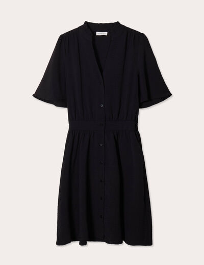 Robe évasée taille smockée noir femme