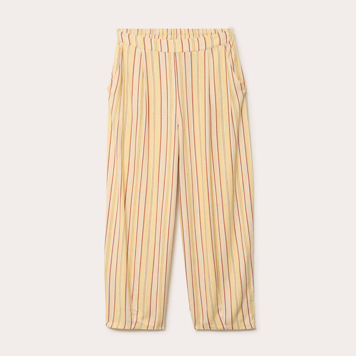 Pantalon large fluide jaune paille femme