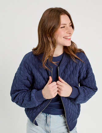 Veste matelassée zippée bleu marine femme