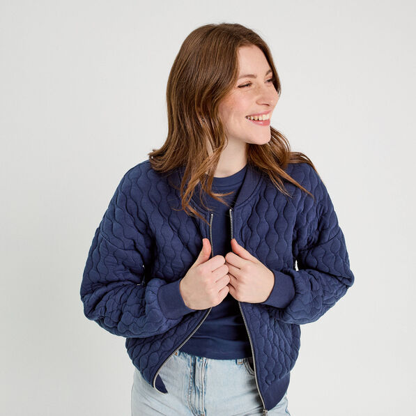 Veste matelassée zippée bleu marine femme