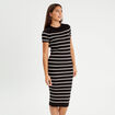 Robe longue moulante côtelée noir femme