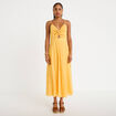 Robe longue &eacute;vas&eacute;e &agrave; fines bretelles orange clair femme