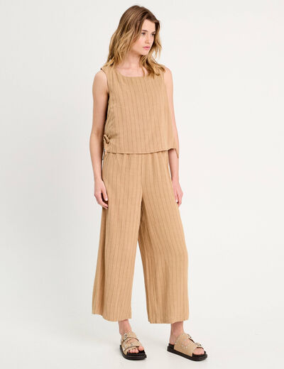 Combinaison sans manches beige femme