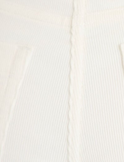 Pantalon bootcut taille haute velours ecru femme