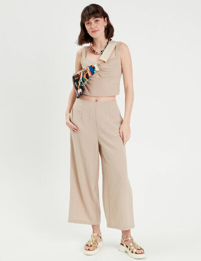 Bustier bretelles fines beige femme