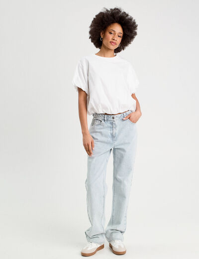 T-shirt effet boule blanc femme