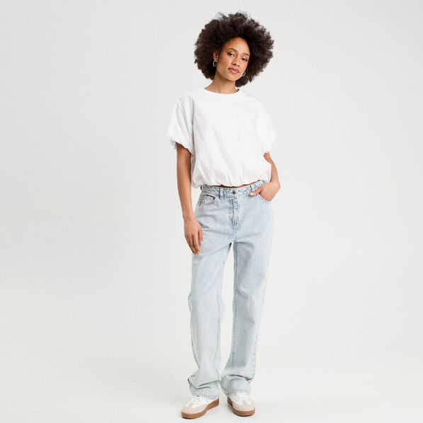 t shirt effet boule blanc femme T-shirt effet boule blanc femme