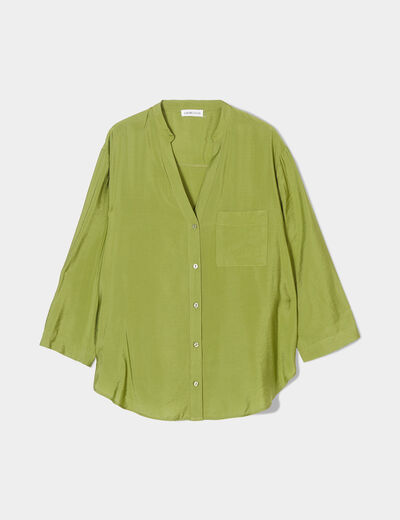 Chemise manches 3/4 vert kaki femme