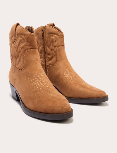 Bottines western suédine camel femme