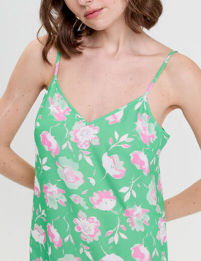 Robe évasée 3/4 col bénitier vert fluo femme