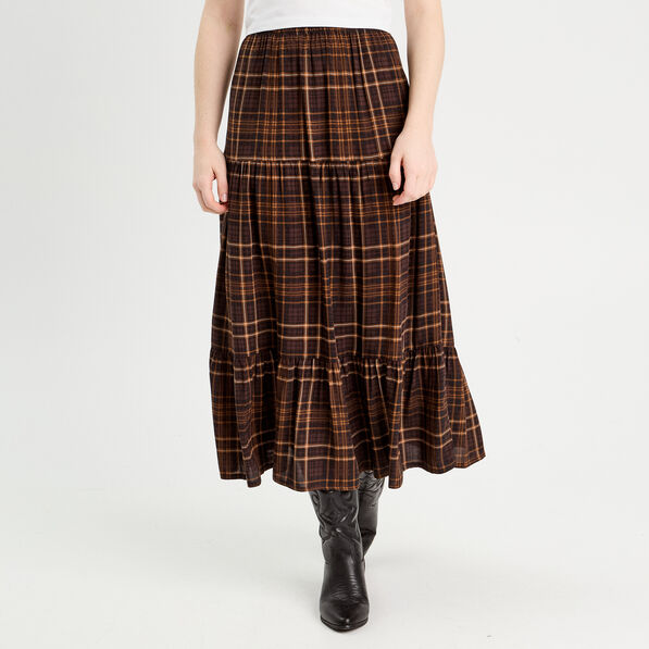 jupe longue evasee marron fonce femme Jupe longue évasée marron foncé femme