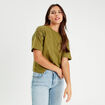 T-shirt manches courtes vert olive femme