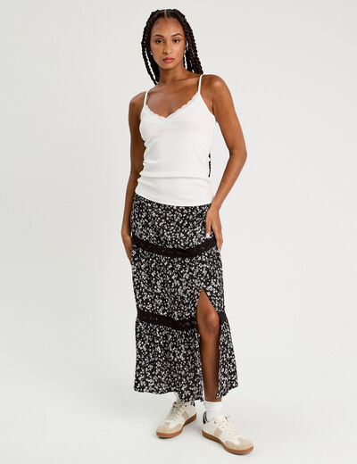 Jupe longue évasée noir femme