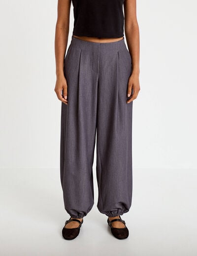 Pantalon bouffant city taille basse gris fonc&eacute; femme