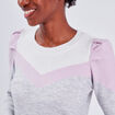 Pull épaules froncées gris clair femme