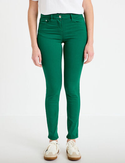 Jeans slim 5 poches vert &eacute;meraude femme