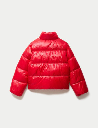 Doudoune col montant bas resserr&eacute; rouge femme
