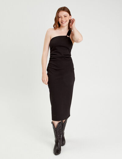 Robe ajustée asymétrique noir femme