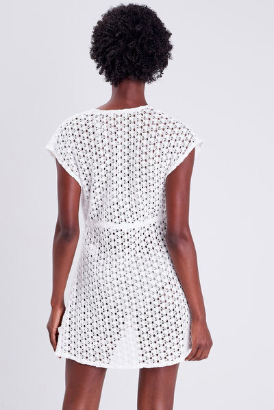 Paréo à nouer sur la taille blanc femme
