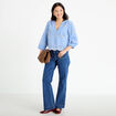 Blouse broderie anglaise bleu gris femme
