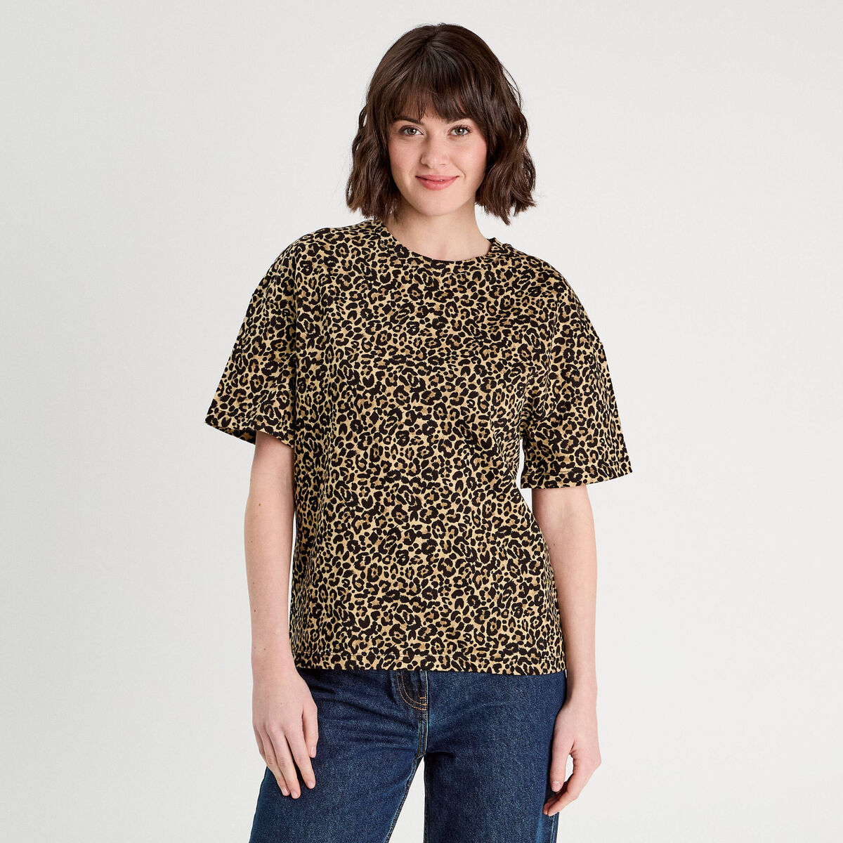 T-shirt manches courtes beige femme