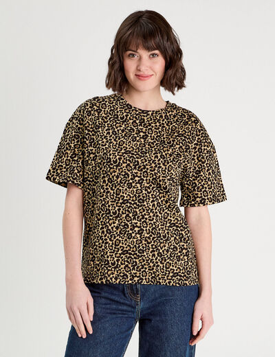 T-shirt manches courtes beige femme