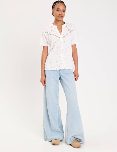 Blouse manches courtes blanc femme