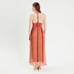 Robe longue évasée col en V rouge femme