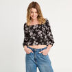 Blouse manches 3/4 noir femme