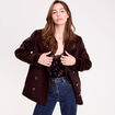 Caban col tailleur manches longues marron fonc&eacute; femme