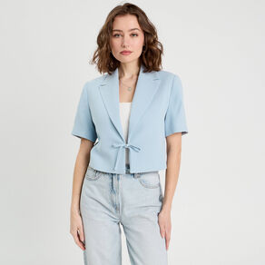Veste blazer manches courtes bleu clair femme