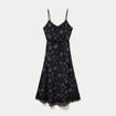 Robe longue &eacute;vas&eacute;e col v dentelle noir femme