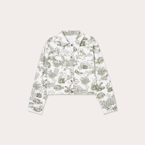 Veste courte boutonnée en jean blanc femme