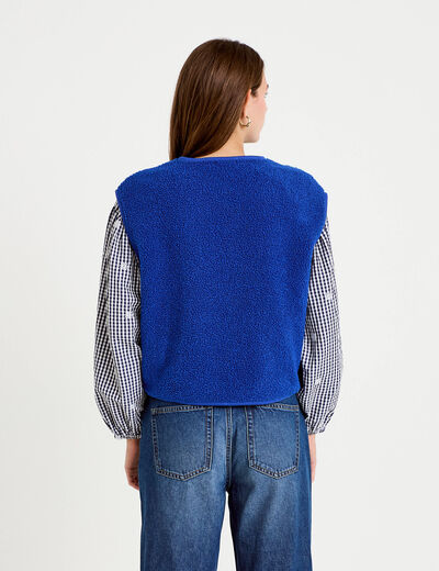 Gilet sans manches effet polaire bleu electrique femme