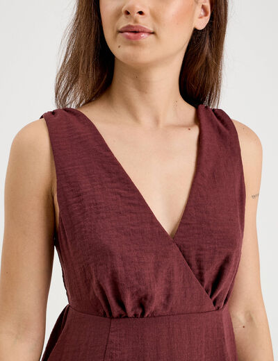 Robe évasée sans manches prune femme