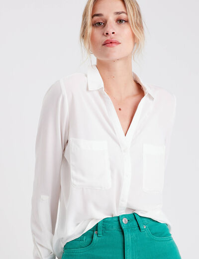 Chemise manches longues ecru femme