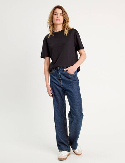 T-shirt oversize col rond noir femme