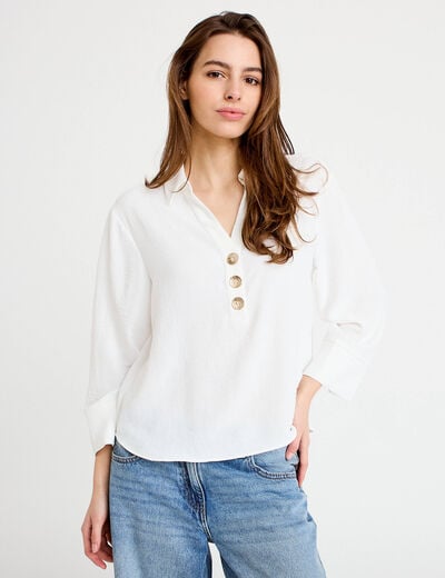 Blouse manches longues ecru femme
