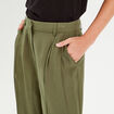 Pantalon large avec pinces vert kaki femme