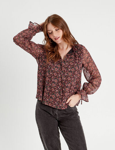 Blouse manches longues rose femme
