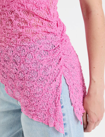 Bandeau ajusté sans manches dentelle rose femme
