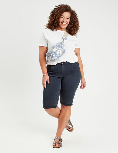 Pantacourt bleu marine femme