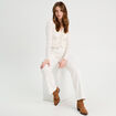 Gilet avec broderie ecru femme