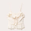 Débardeur cropped volants ecru femme