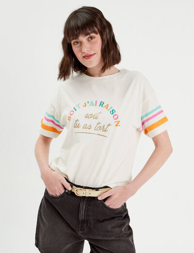 T-shirt manches courtes blanc femme