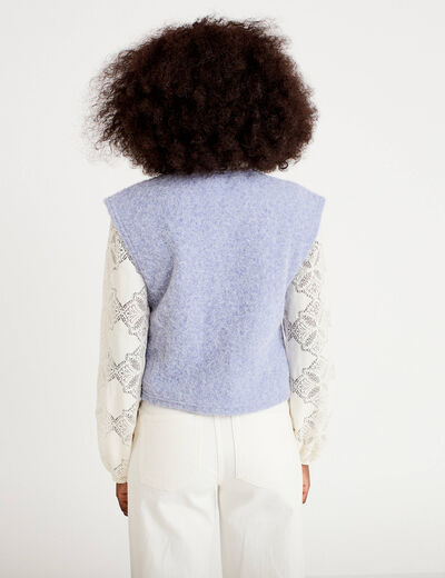 Gilet sans manches effet polaire bleu gris femme